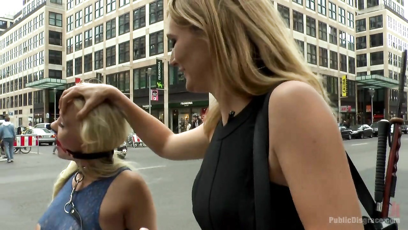 Busty blonde bitch disgraced and fucked in public!