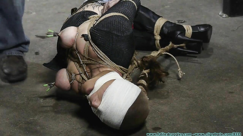 FutileStruggles - Lilly Whipped hogtied Part 3