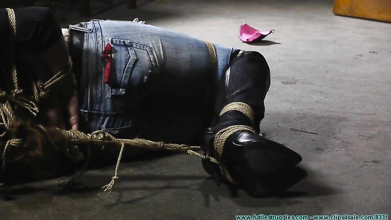 FutileStruggles - Lilly Whipped hogtied Part 3