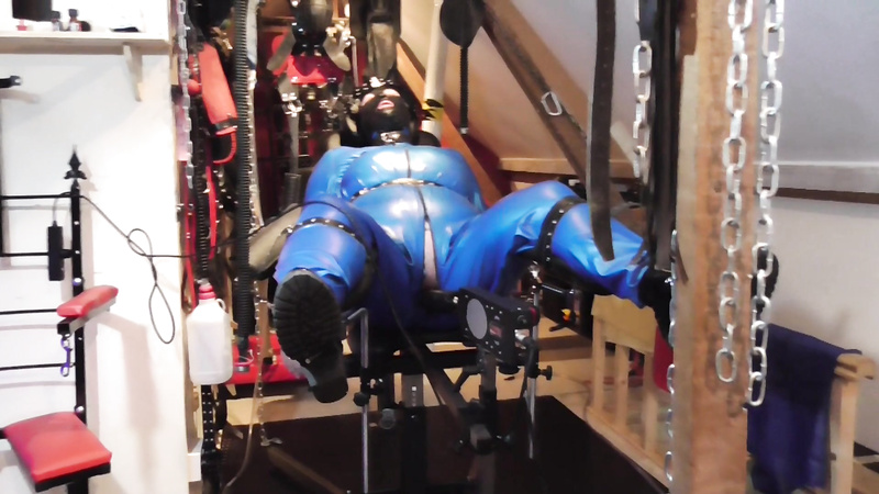 Blue Rubber Catsuit And The Fucking Machine