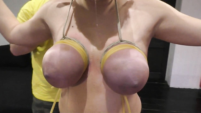 Breasts In Pain	Nova Pink - Hung by her Rubber Bound Breasts onto the Sybian