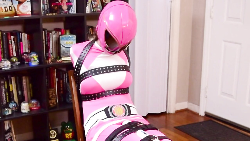 Shiny Bound - Raquel Roper - Pink Power Ranger Strapped and Drained