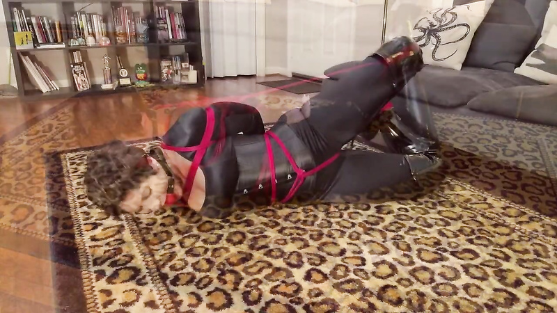 Shiny Bound - Enchantress Sahrye - Hogtied in Boots and Black Spandex