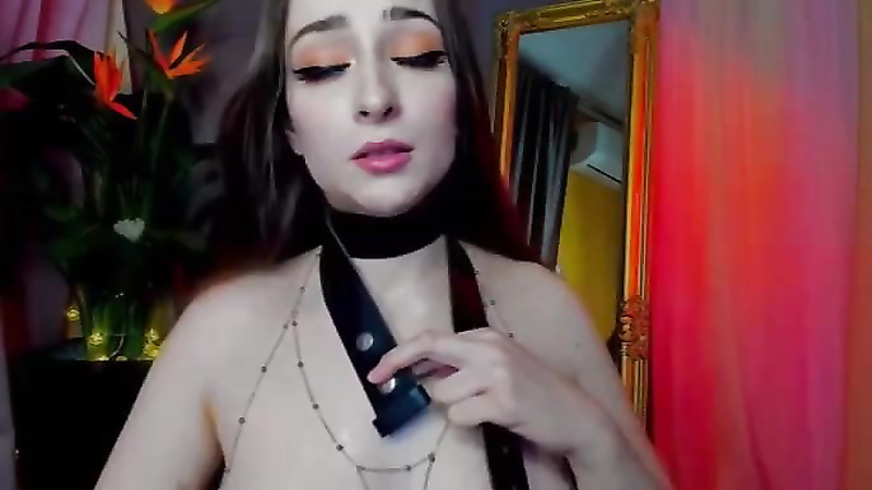 Camgirl Chokes Herself with Belt