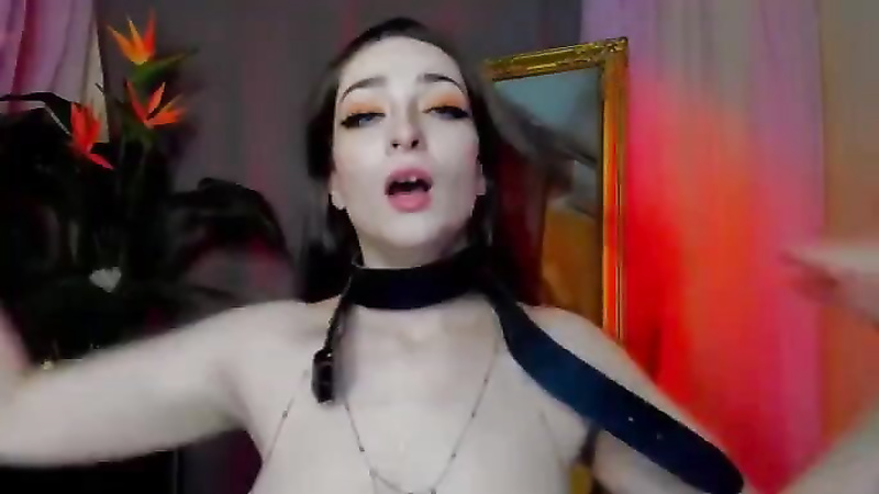 Camgirl Chokes Herself with Belt