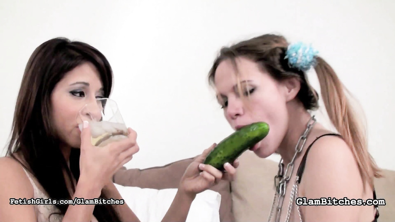 Cucumber girl on girl femdom fun