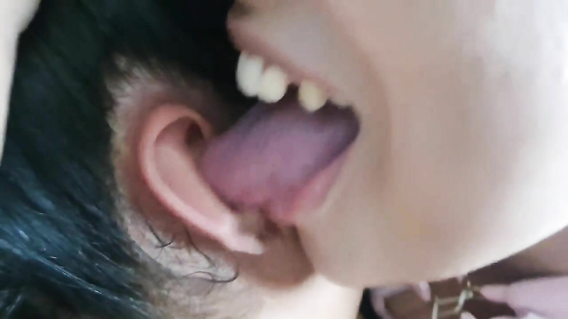 Big Tongue Licking Her Face and Kissing