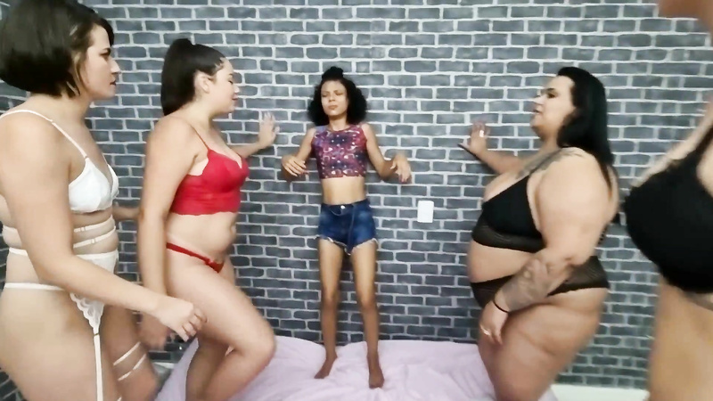 Orgy Of Sluts Spitting Their Slave Girl