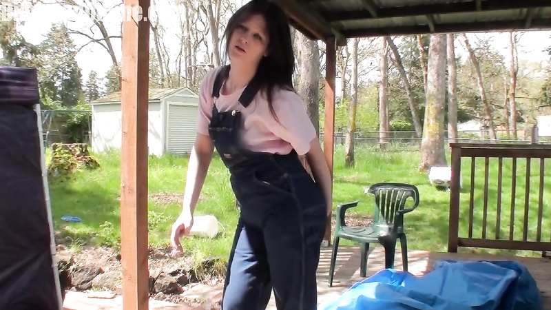 Donna: Smoking Outside in Overalls