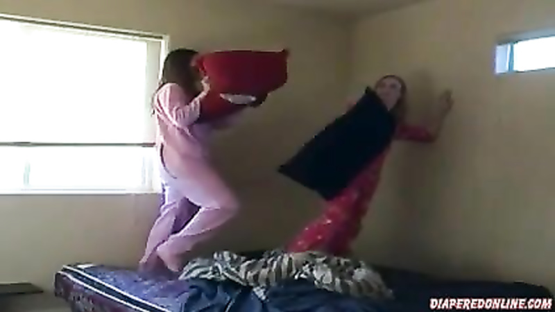 Terry & Tabitha: Pillow Fight on Bed