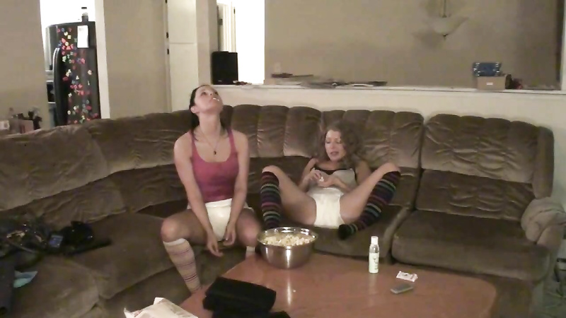 Amber & Nikki: Eating Popcorn Diapered