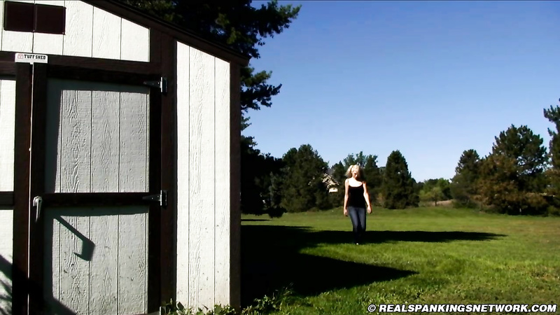 Roxie: Strapped Naked in the Wood Shed