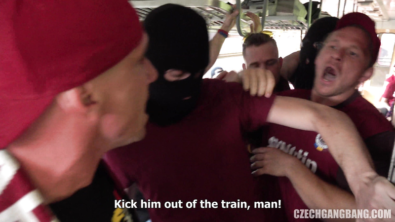 Football gangbang on a train