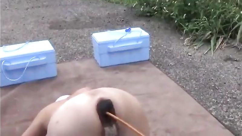 Asian Huge buttolug enema