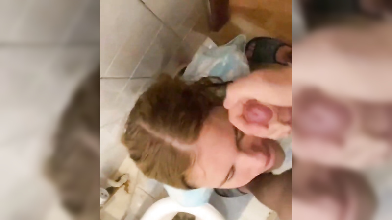 Toilet girl gets pissed on