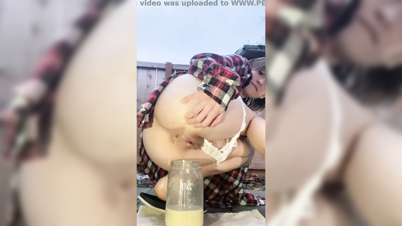 Super cutie has outdoor sunrise enema breakfast