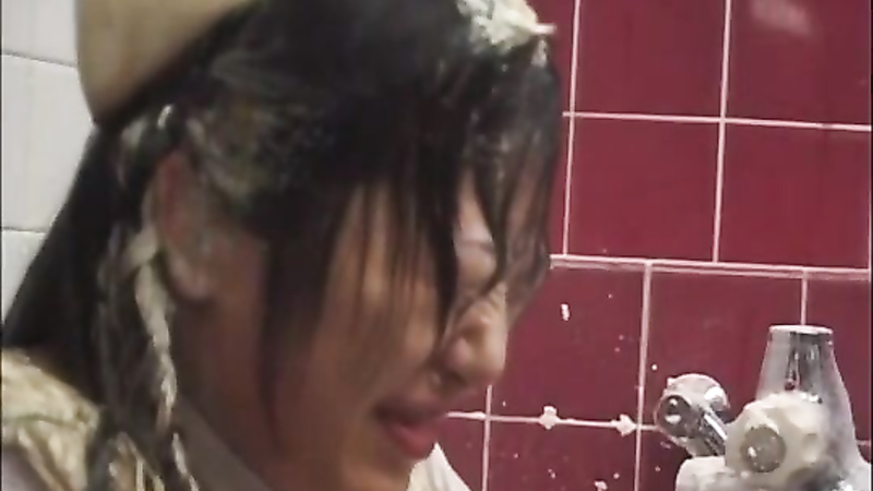 Asian girl gets a piss bukkake