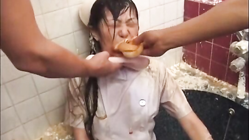 Asian girl gets a piss bukkake