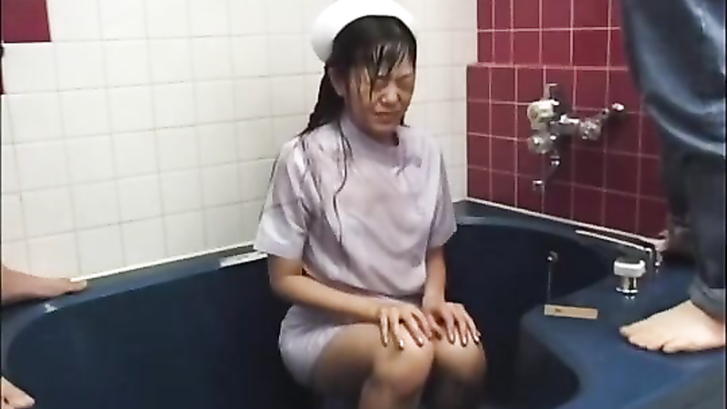 Asian girl gets a piss bukkake