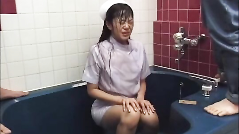 Asian girl gets a piss bukkake