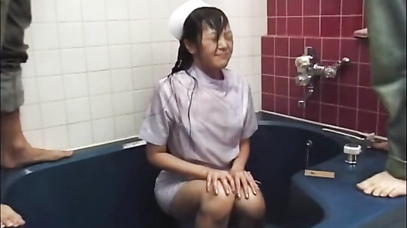 Asian girl gets a piss bukkake