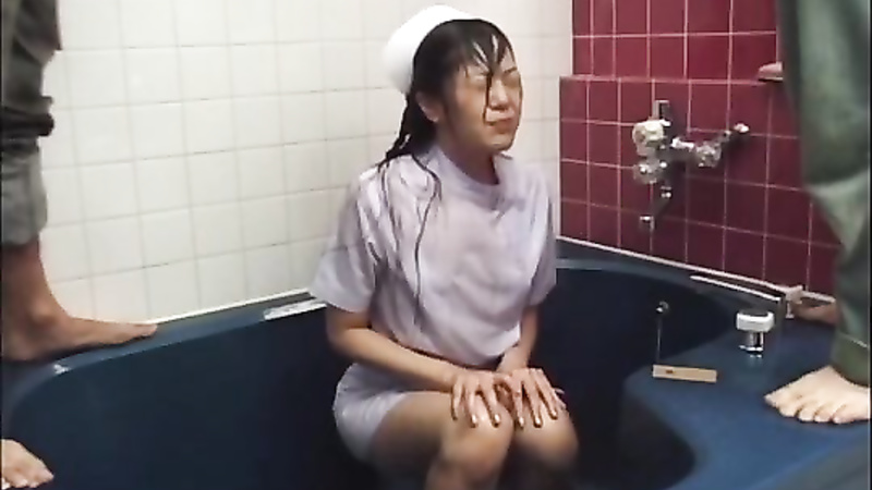 Asian girl gets a piss bukkake