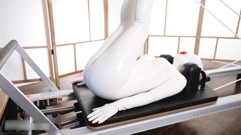 White latex doll gets her physical workout session with orgasm