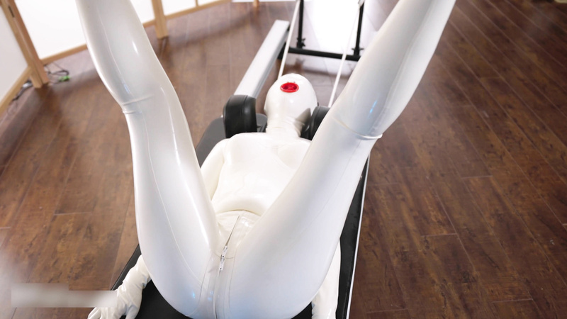 White latex doll gets her physical workout session with orgasm