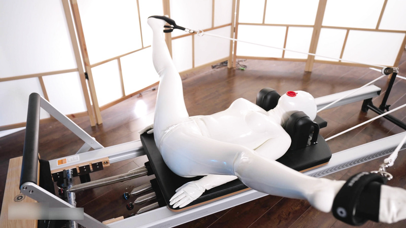 White latex doll gets her physical workout session with orgasm