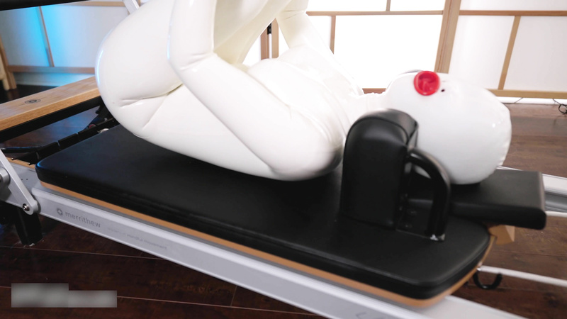 White latex doll gets her physical workout session with orgasm