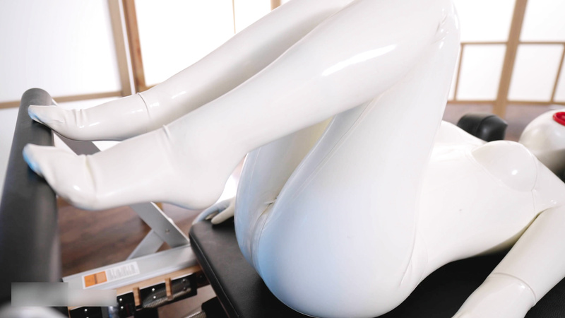 White latex doll gets her physical workout session with orgasm