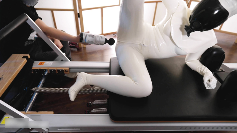 White latex doll gets her physical workout session with orgasm