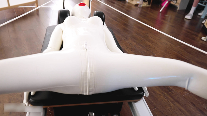 White latex doll gets her physical workout session with orgasm